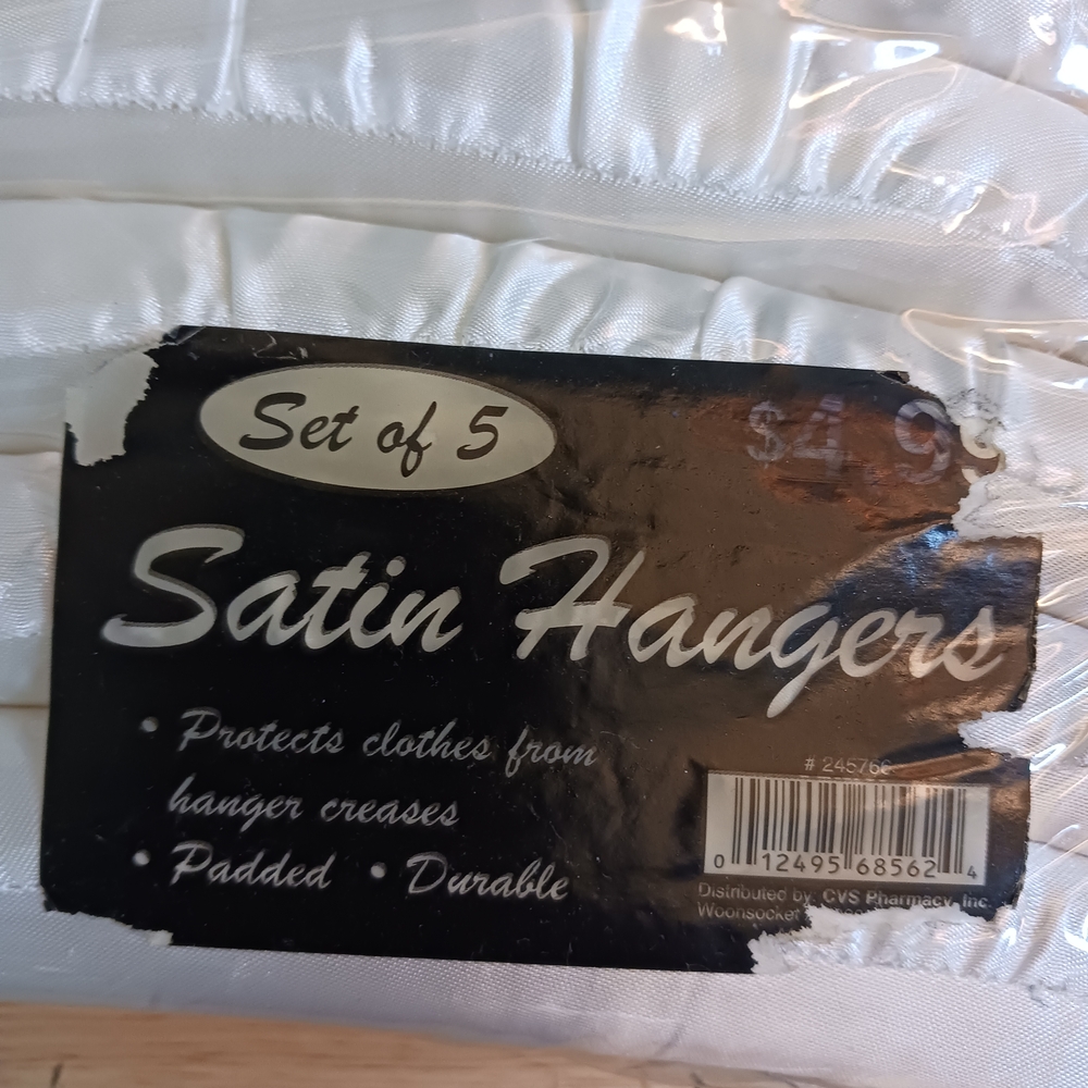 White Satin Hangers Set of 5 - Picture 2 of 3